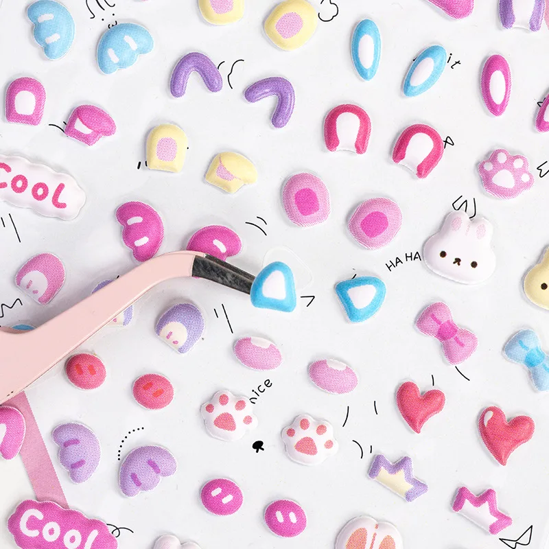 

1pc Cute 3D Mini Animal Stickers with Little Ears Cartoon Expression DIY Decorative Stickers for Water Bottle Phone Case