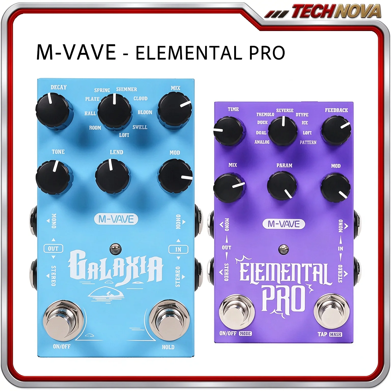 M VAVE GALAXIA Reverb ELEMENTAL PRO Delay Stereo Guitar Pedals 9 Algorithms Each Freeze Tap Tempo USB C Powered Stereo Reverb