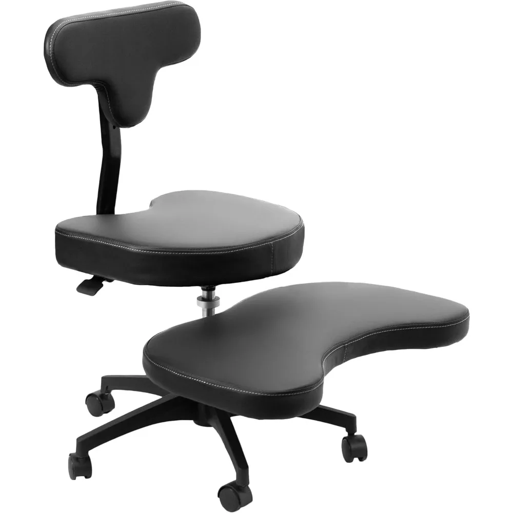 Mobile Cross Legged Office Chair with Back Support for Yoga Meditation ADHD, Height Adjustable, Black, CHAIR-CL02B-R