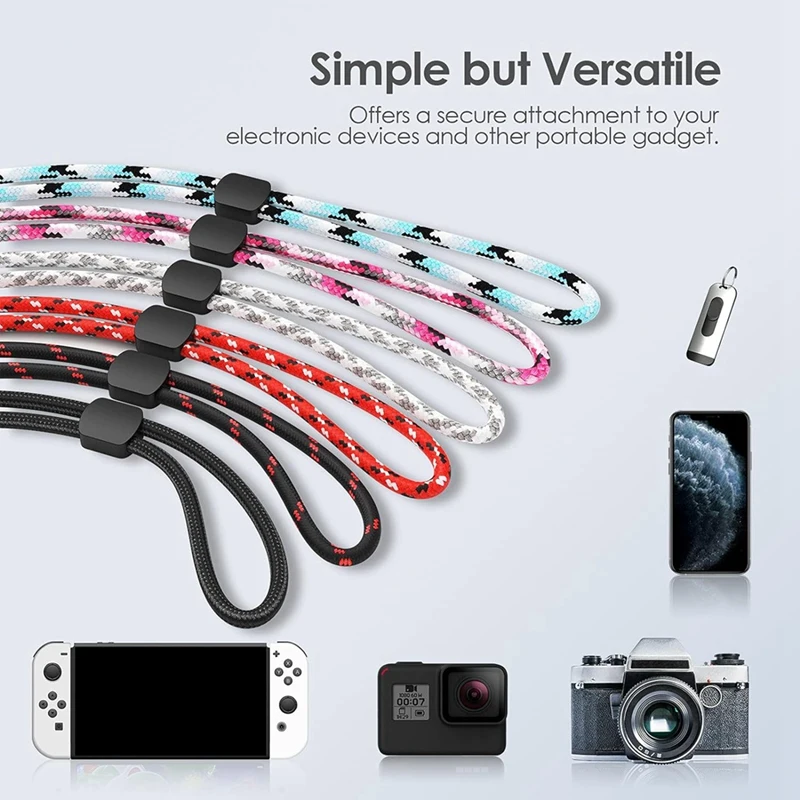 Hand Wrist Strap Lanyard, 6 Pack Adjustable Colorful Nylon Hand Wrist Straps For Gopro, Camera, Keys, Keychain, Phone