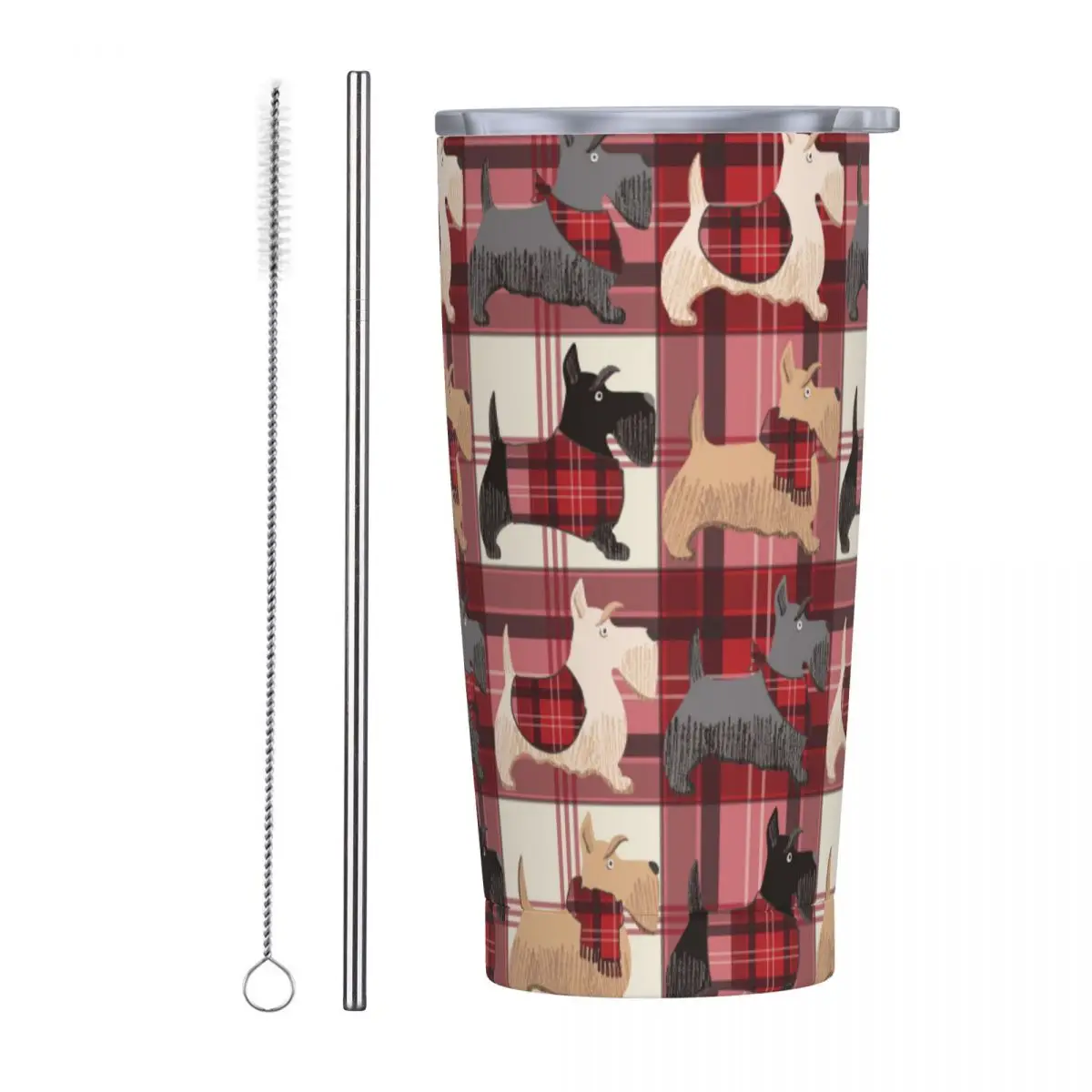 Scottish Terrier Insulated Tumbler with Straws and Lid Animal Dog Stainless Steel Travel Thermal Cup 20 Oz Office Home Mugs Cup