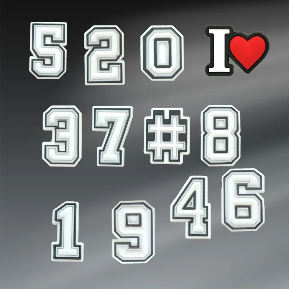 

1/12pc Cute number PVC Shoe Charms Accessories Shoe Decorations Sandals Pins DIY Kids Women boy gifts