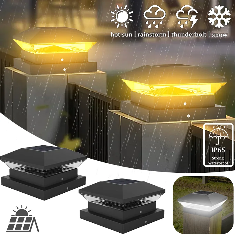 

Solar Garden Lights Waterproof IP65 Outdoor Pillar Post Lamps for Fence Pathway Decoration Landscape Lighting Solar Light