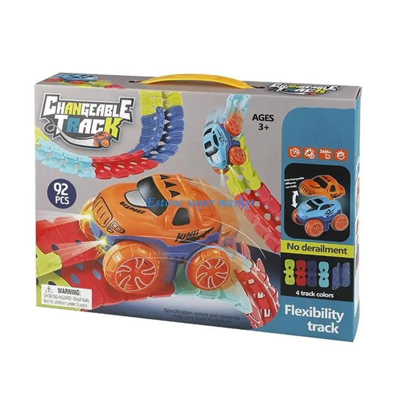 

090B Children's Toy Truck Race Toy Road Race Playset Portable Educational