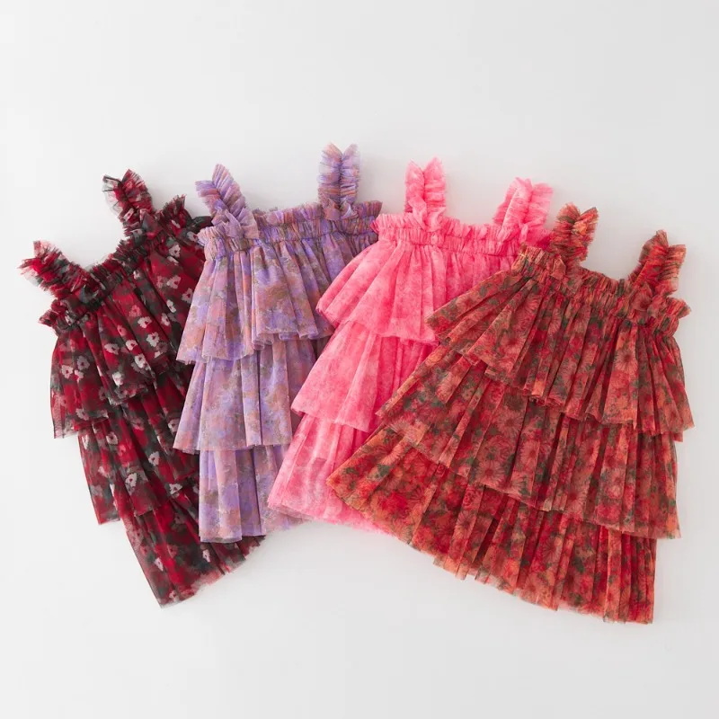 Layered Dress for Girl Summer Flower Mermaid Birthday Dress for Baby Girl Clothes Princess Slip Tutu Dresses Girl Clothes