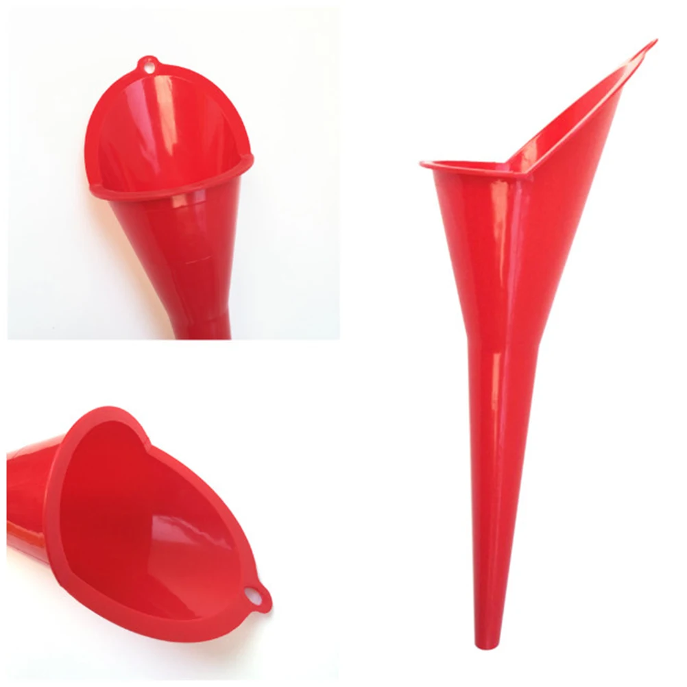 

2Pcs Portable Long Mouth Plastic Funnel for Engine Oil Fluids Auto Motorcycle Use Red Funnel