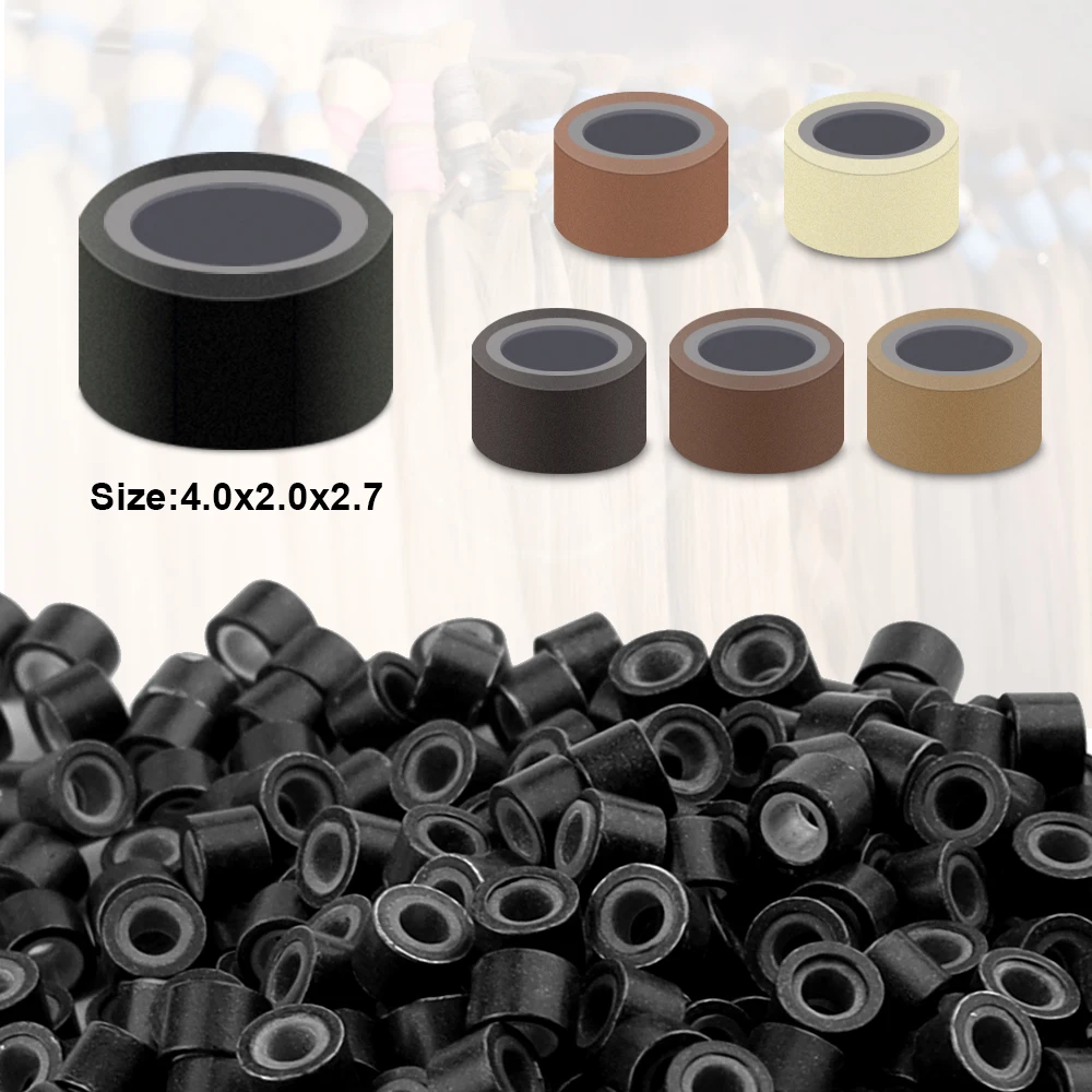 

GlamorDove 1000Pcs 4mm Micro Links Beads with Silicone Lined, Hair Extension Micro Rings Accessories