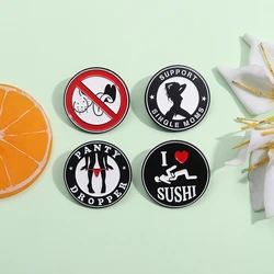 Creative Punk Enamel Pins I Love Sushi Sexy Girls Brooches Accessories Backpack Lapel Badge Cartoon Jewelry Gift for Friends