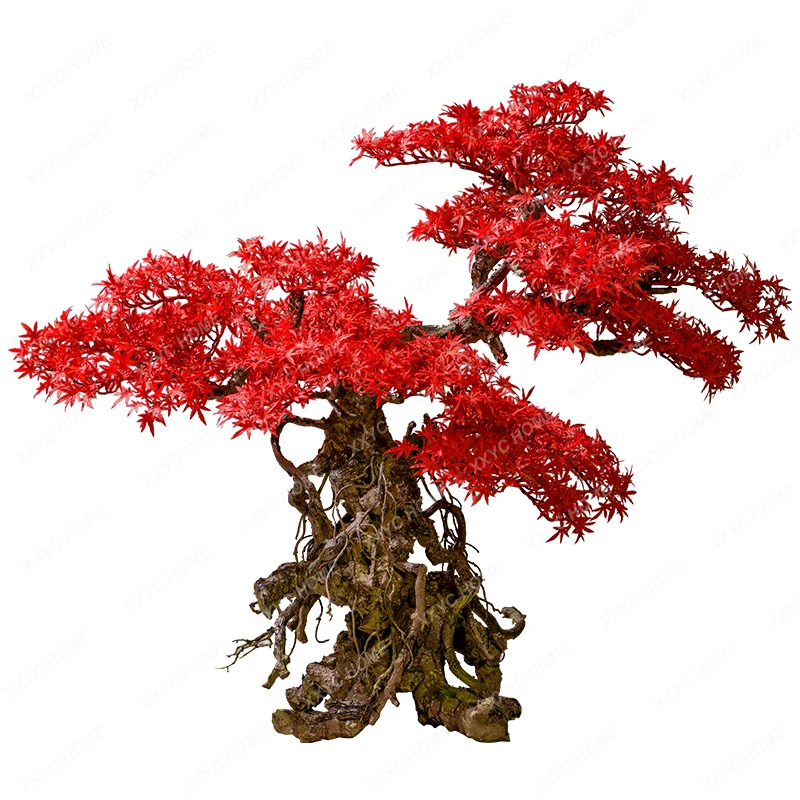 

Simulation Arborvitae Welcome Pine Podocarpus Macrophyllus Red Maple Potted Fake Trees Bonsai Living Room Entrance Table