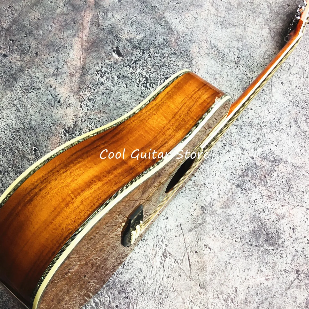 Factory Custom,All KOA Wood 12 Strings Acoustic Guitar,Ebony Fingerboard,Big Vase Inlay,Abalone BindWood Pickguard