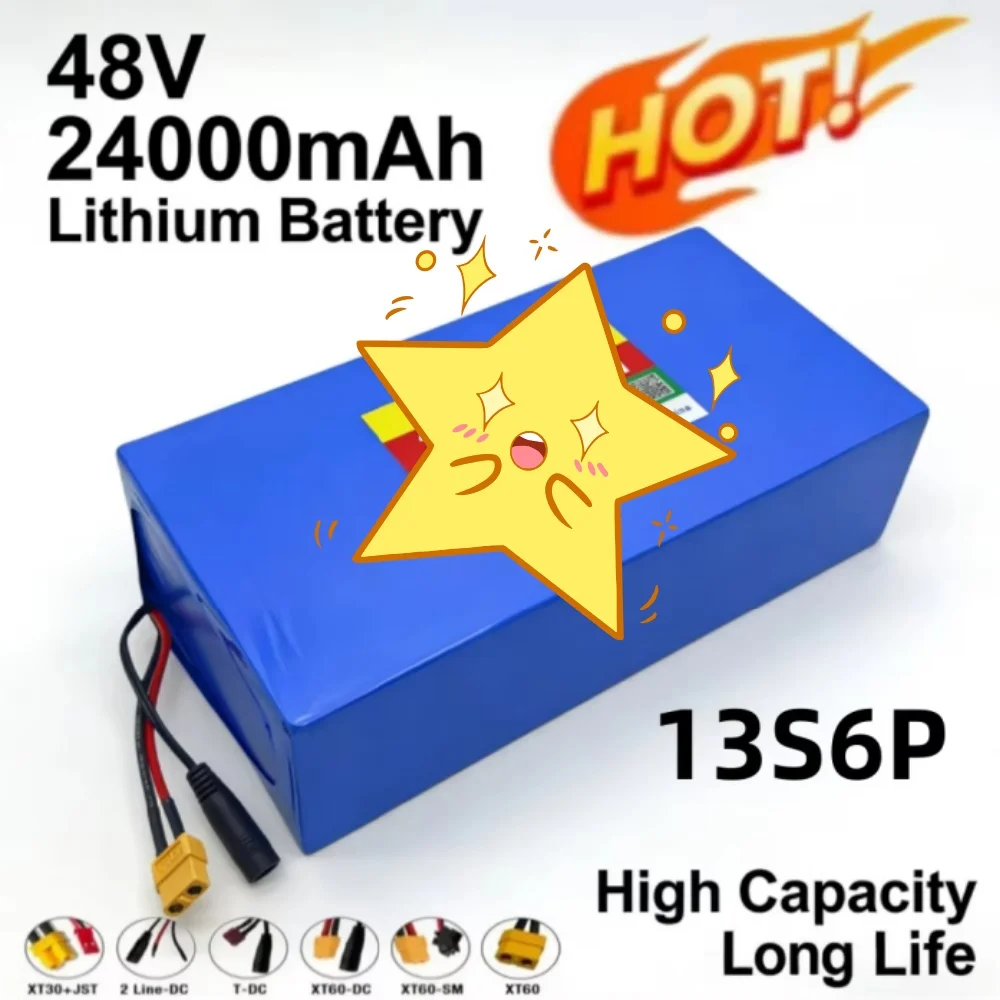

48V 24Ah 2000W 18650 Battery Pack 13S6P Lithium Battery Pack For Citycoco Scooter Batteries Built in 50A BMS Customizable plug
