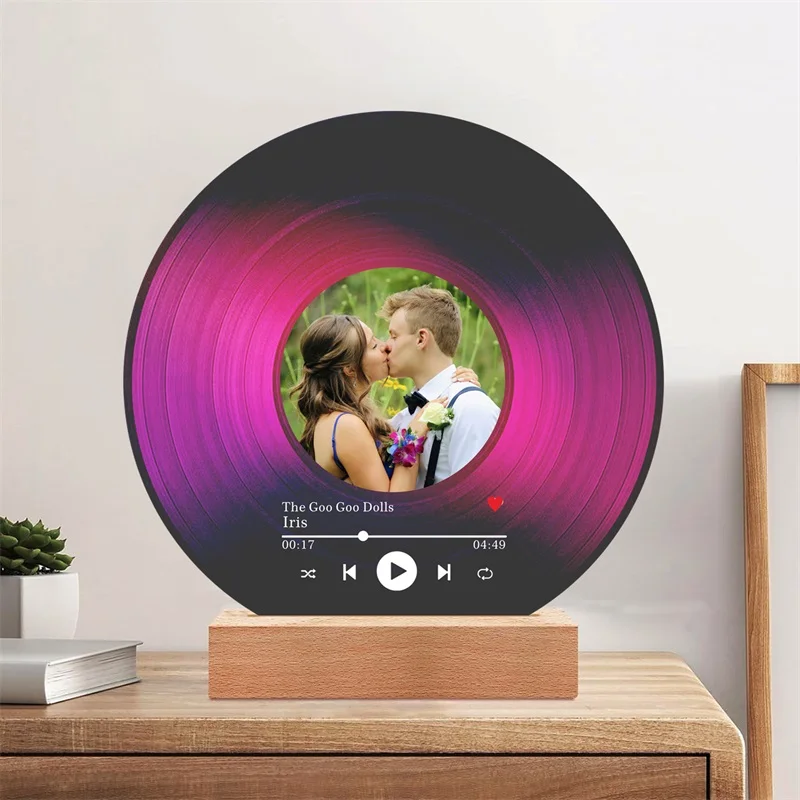 

Personalized Vinyl Record with Photo Custom Acrylic Song Plaque Unique Gifts for Birthday Decorative Music Home Decor for Couple