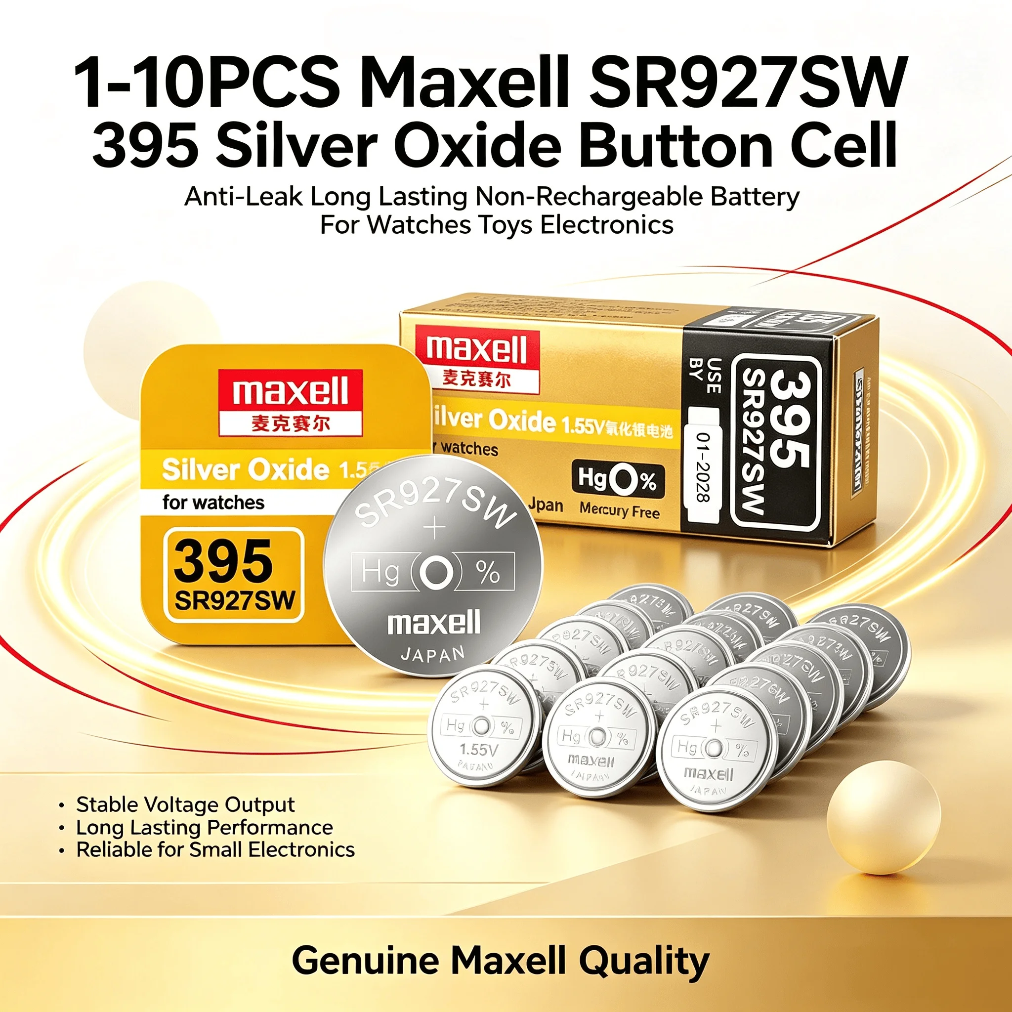 1-10PCS Maxell SR927SW 395 Silver Oxide Button Cell Anti-Leak Long Lasting Non-Rechargeable Battery For Watches Toys Electronics