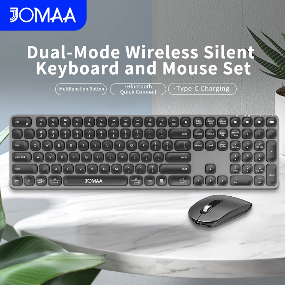Ergonomic Bluetooth&2.4G&Wired Aluminum alloy Keyboard Mouse Set,Rechargeable 112 Key Wireless Keyboard Set for Window/Mac OS