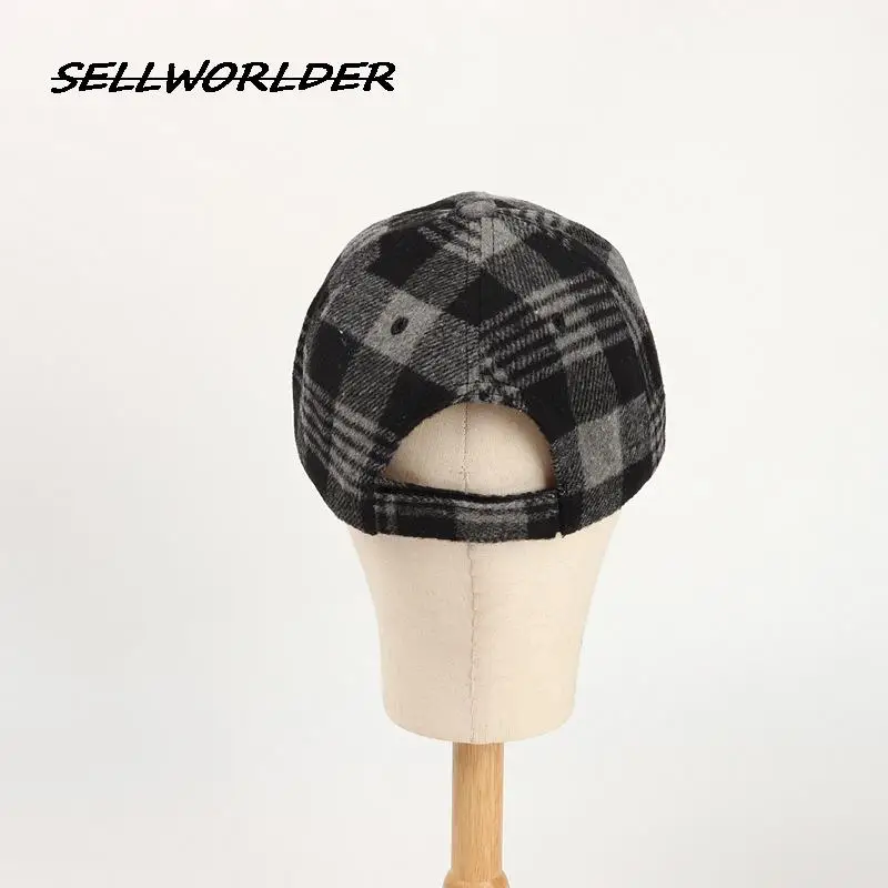 SELLWORLDER Adults Autumn and Winter Plaid  Baseball Caps 2022 Winter Hats & Caps