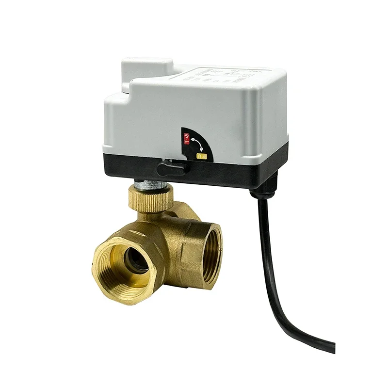 1/2“ 3/4” 1“ inch  3 Way Motorized Ball Valve Electric  valve Brass   Three Line Two  Control With Manual Switch