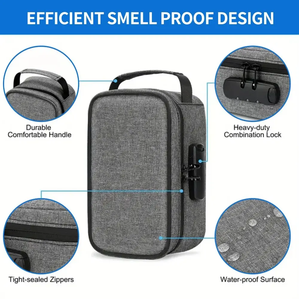 Smell Proof Bag with Combination Lock Container Storage Bag Odorless Travel Storage Safe Smart Stash Case