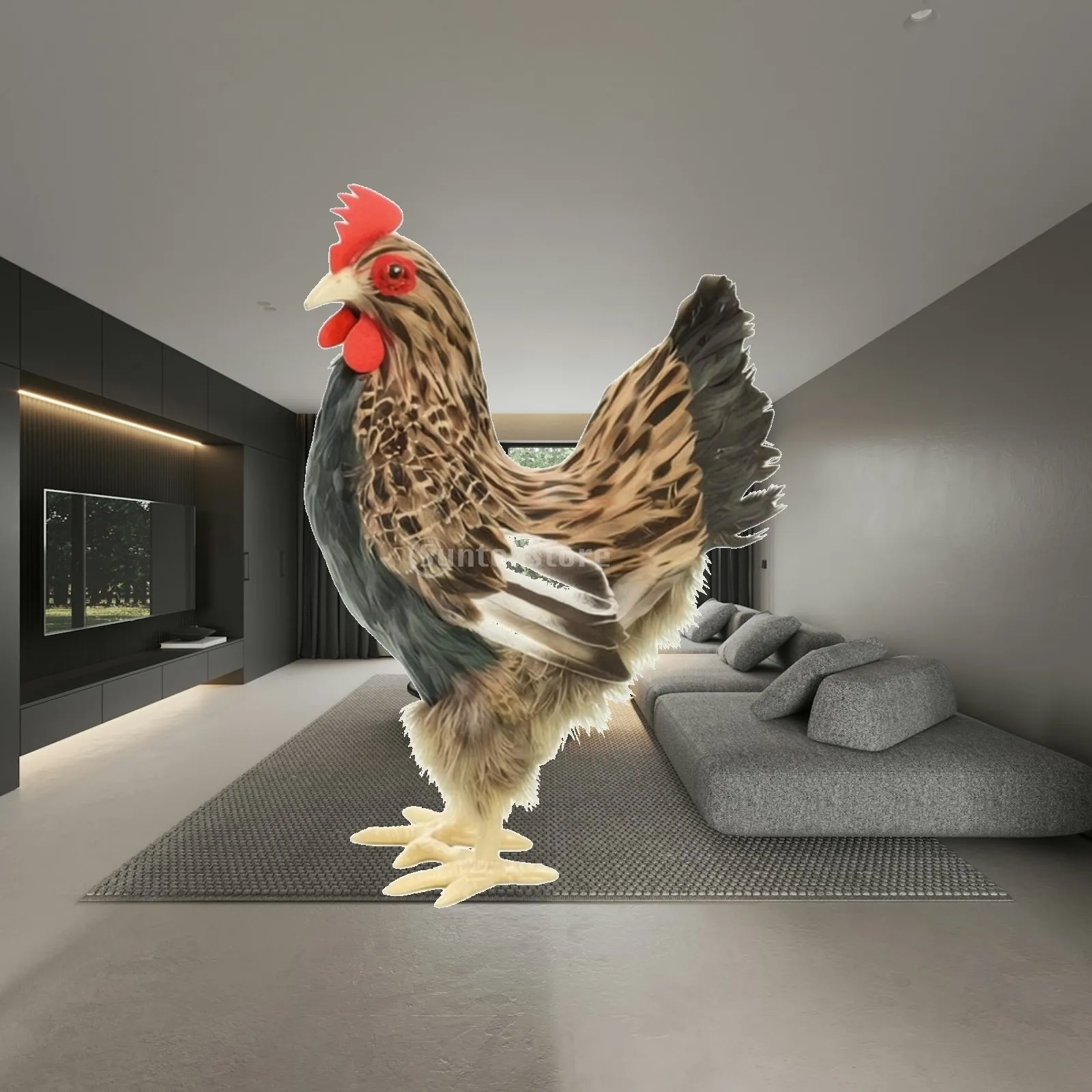 Chicken Figurine with Nest Realistic Hen Statue with Nest Countryside Chicken Ornament for Seasonal Arrangements, Photo Props