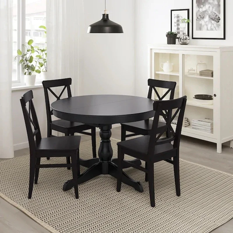 For Ingerto Retractable Dining Table Household Circular Extendable Table