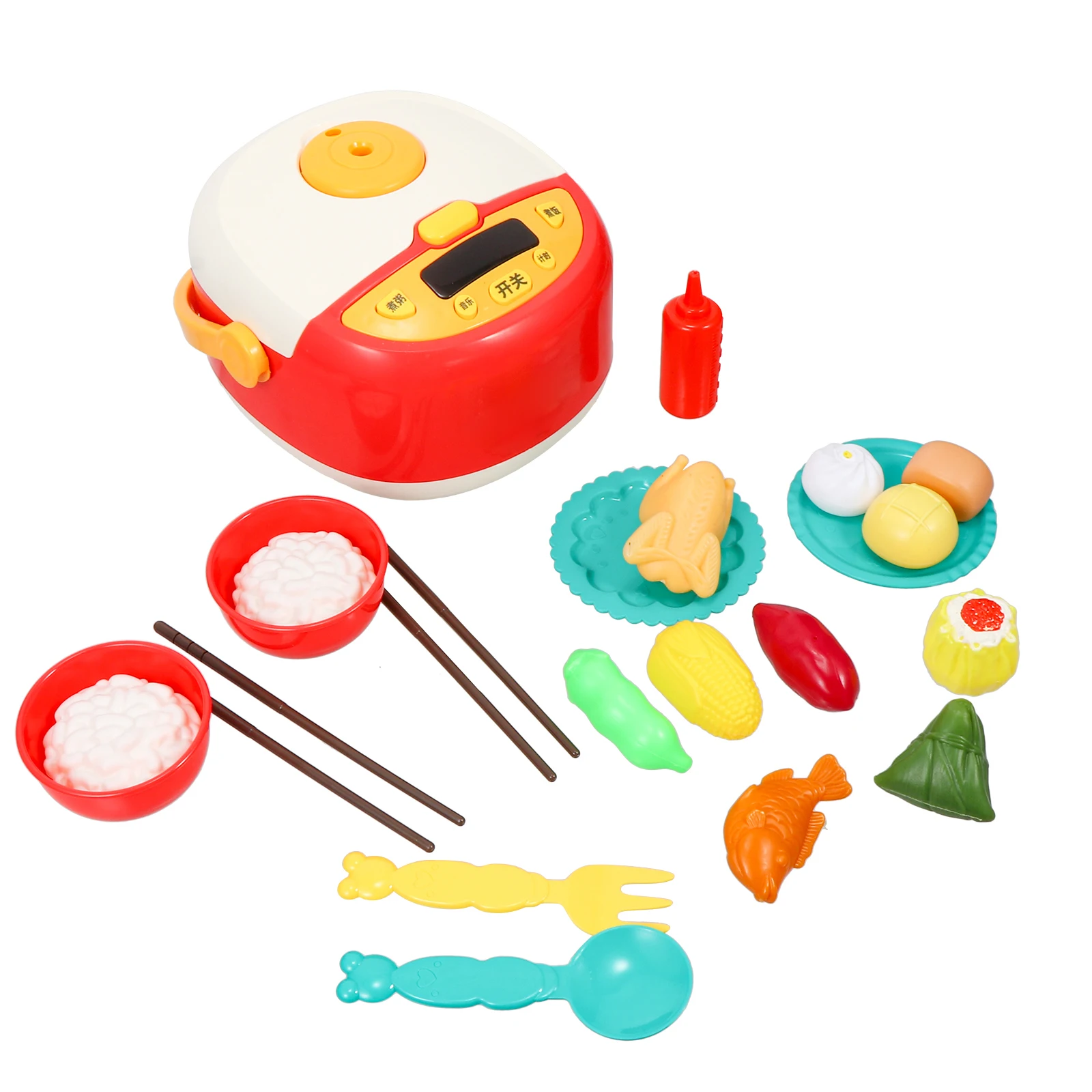 

1 set Simulation Kitchen Toy Set Kids Cooking Play Rice Cooker Child Toy Safe Plastic Material Hand Eye Coordination