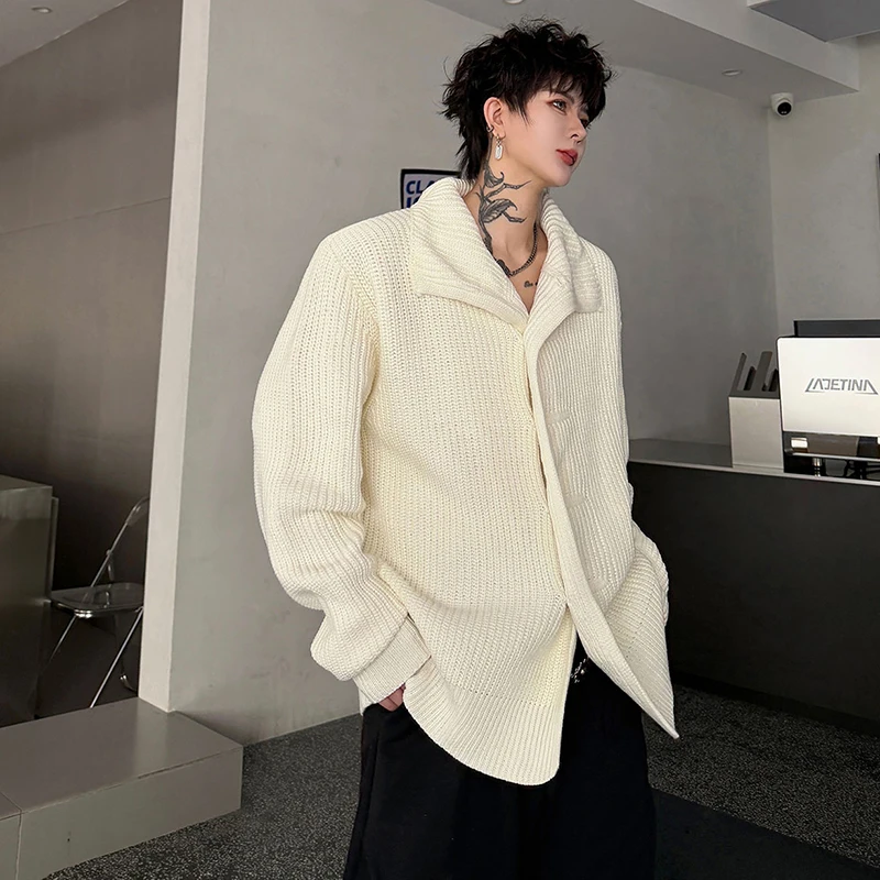 LUZHEN 2026 Winter Stylish Elegant Temperament Solid Color Knitted Cardigan Men Fashion Korean High Quality Male Sweater JY9228