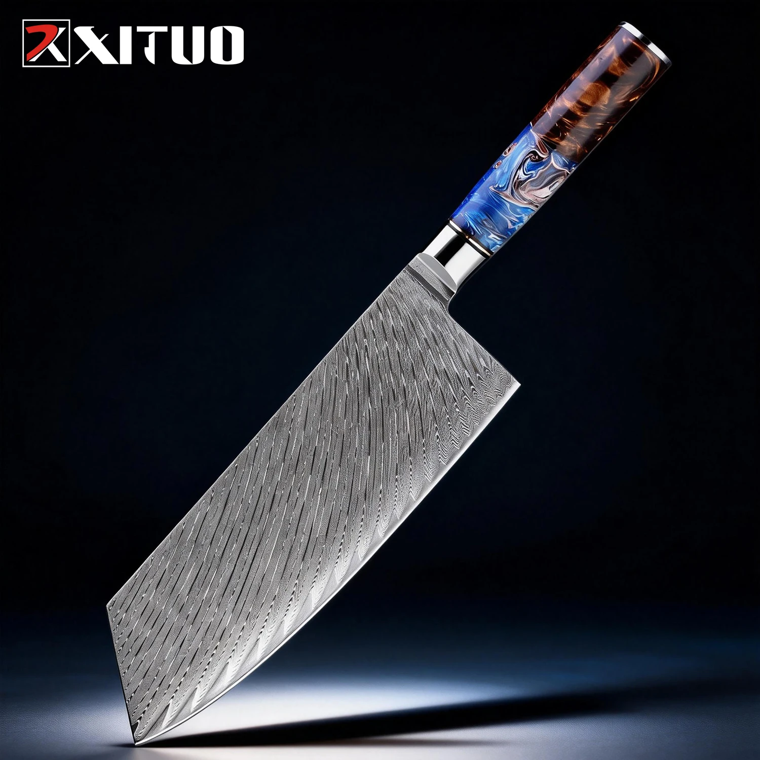 XITUO Cleaver Knife 7 Inch, Razor Sharp Damascus Steel Meat Cleaver,Kitchen Chopping Butcher Knife for Meat Vegetable Cutting