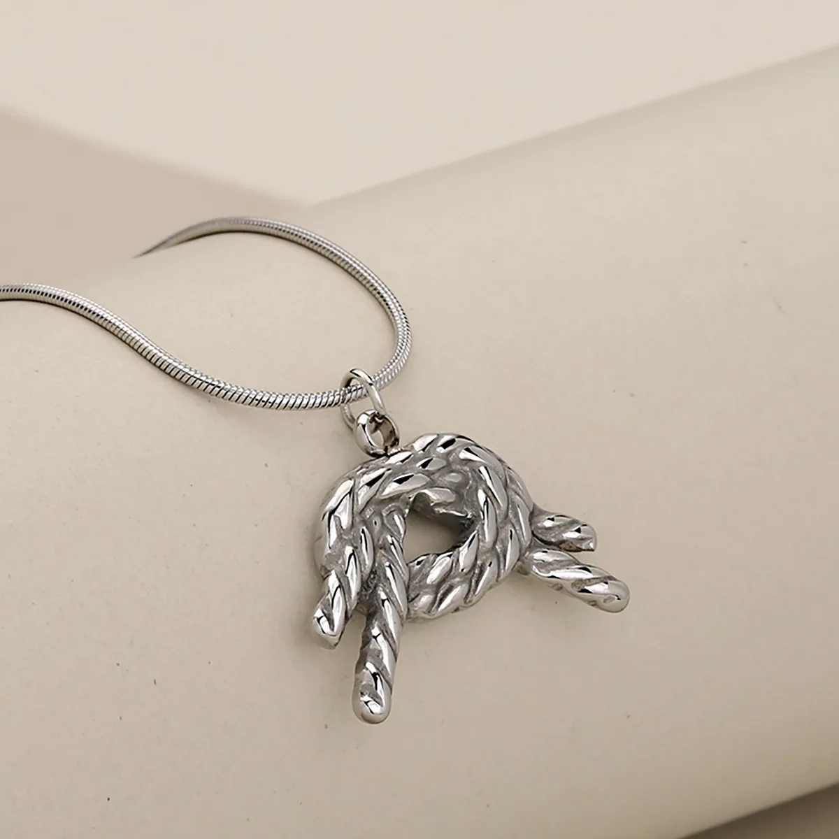 Layering Essential Knotted Twist Braided Retro Stainless Steel Snake Chain Pendant Necklace For Women and man