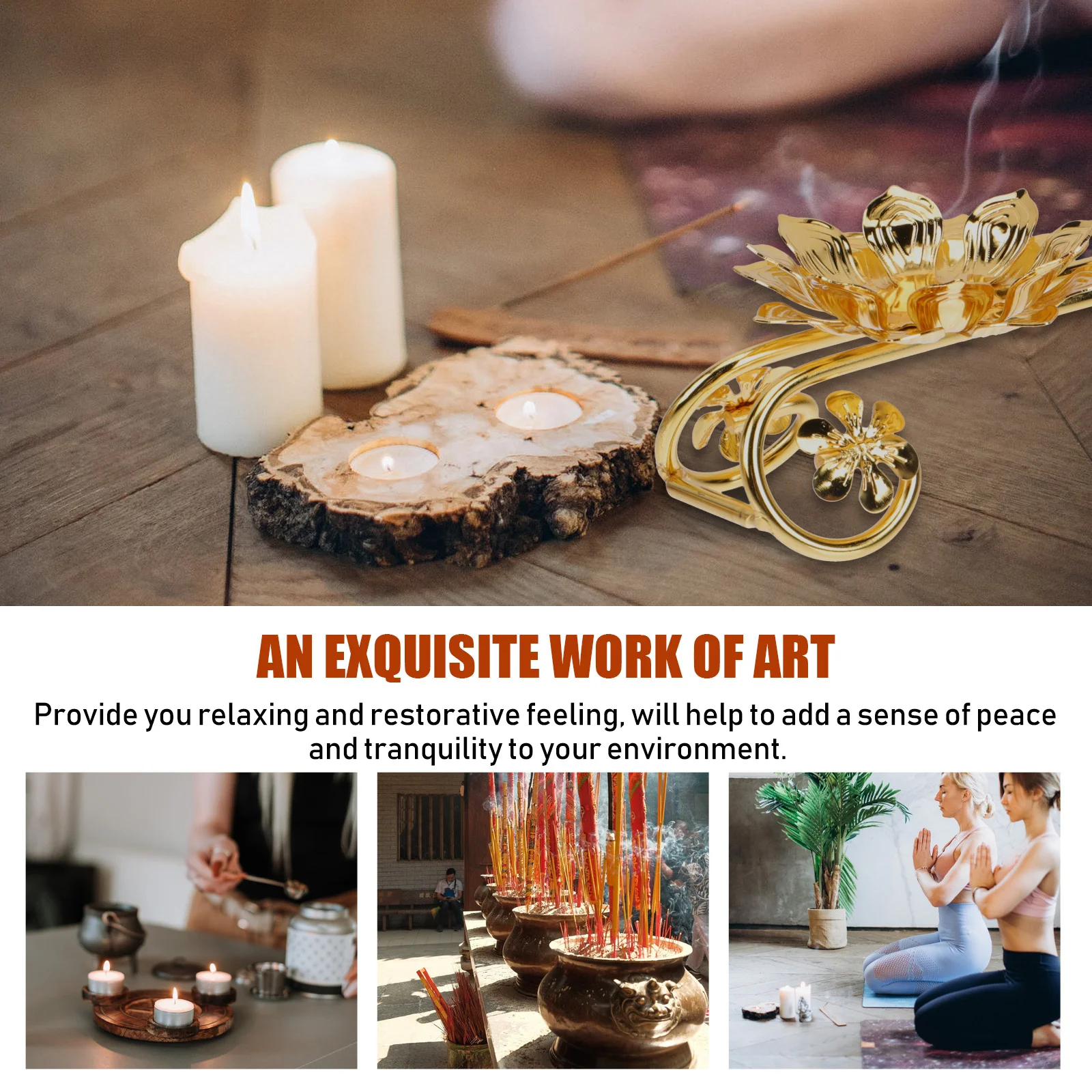 

Chic Lotus Holder Restful Meditating Decor Bright Color Fine Workmanship Home Office Use Lotus Candlestick