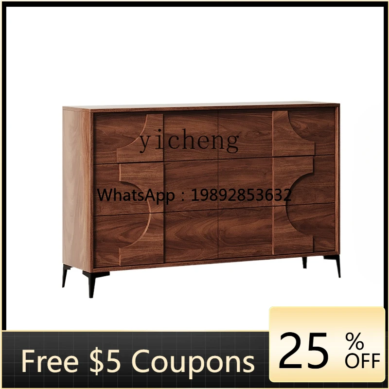 

BB simple style bedroom large capacity locker living room light luxury card door cabinet walnut drawer cabinet