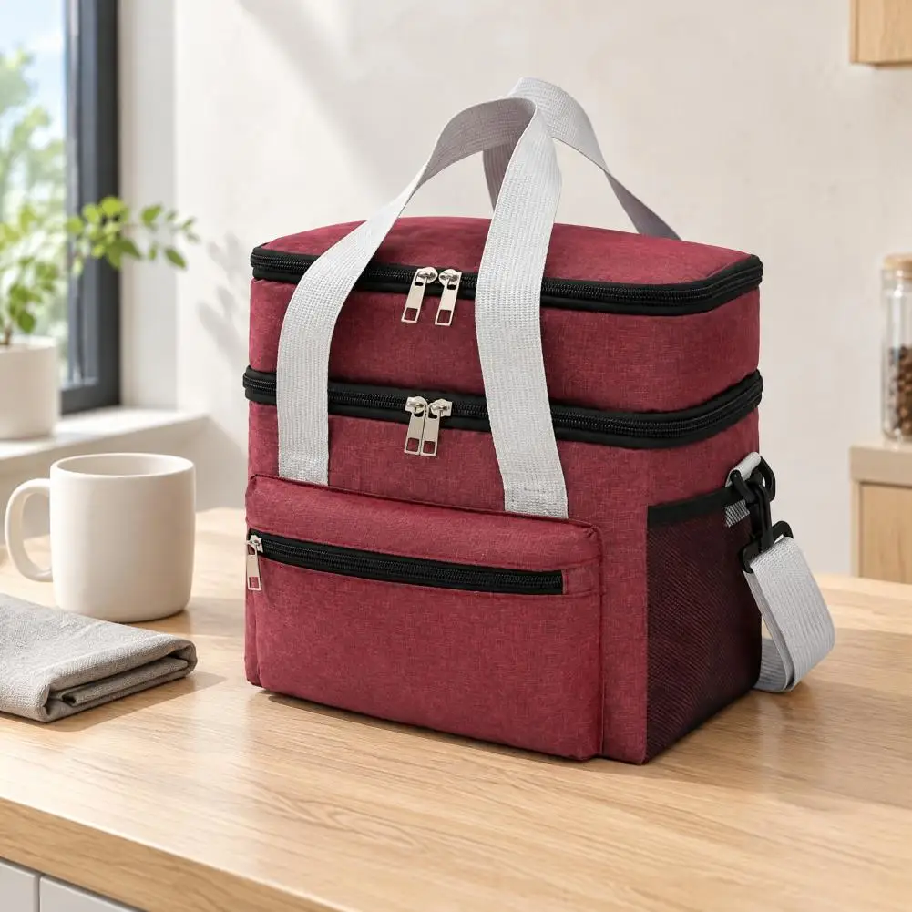 Insulated Lunch Bag for Women Insulated Double Deck Lunch Bag with Capacity Quilted Leakproof Thermal Tote for Office for Work