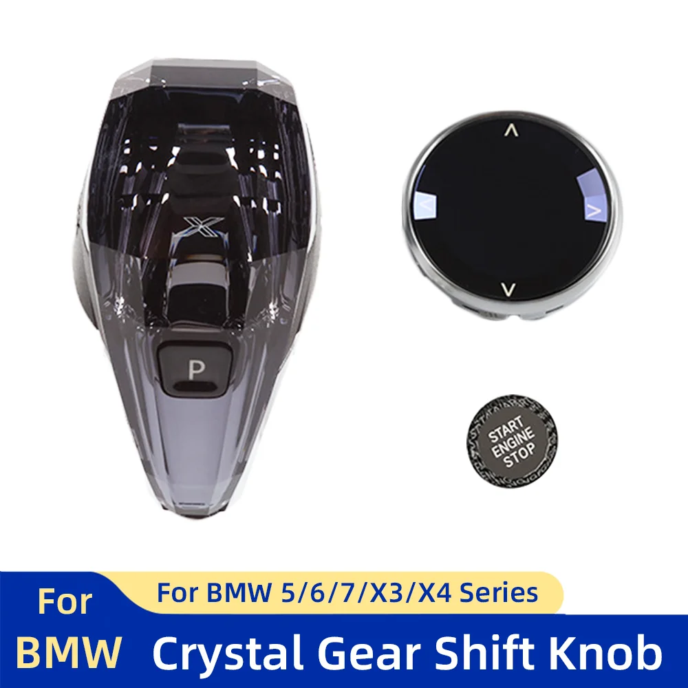 3 Pieces Set Crystal Gear Shift Knob Lever Car Crystal Shift Knob Gear Handle For 5 6 7 Series G30 G31 G32 G12 X3 X4 G01 G02