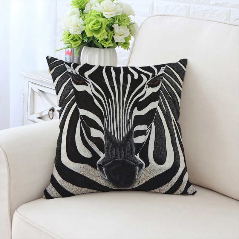 

Zebra art personalized pillowcase with double-sided printing customized short plush sofa cushion cover car decoration cushion