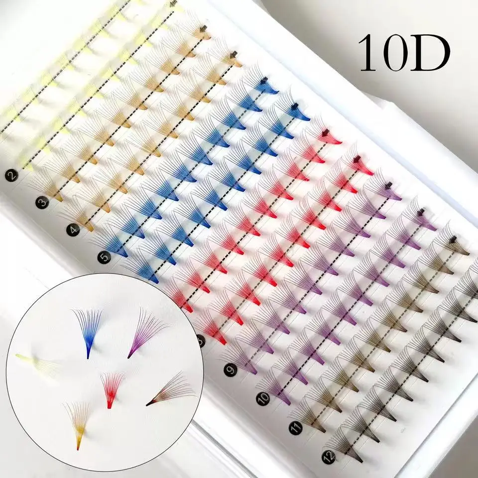 Mixed Colored Premade Volume Fan Lashes Eyelash Extension 10D Individual False Eyelashes Cluster