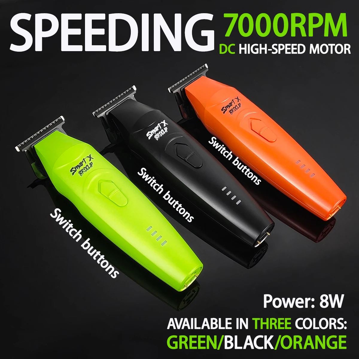 BRDCLIP Professional Hair Clipper 7200RPM Brushless Motor DLC FADE Blade Charging Base Barber Trimmer 9000RPM Electric Shaver