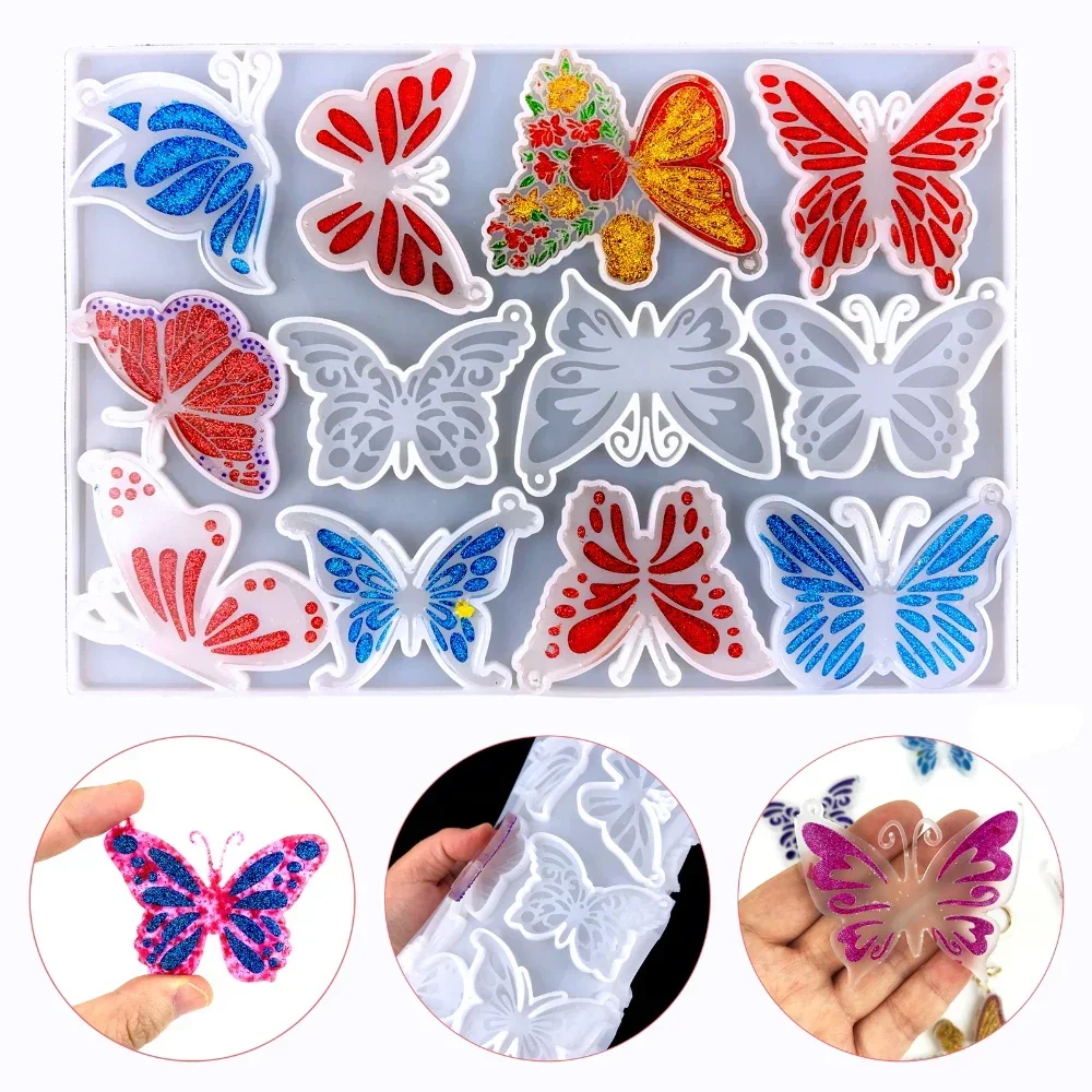 

Butterfly Keychain Silicone Mold 12 Unique Epoxy Resin Jewelry Molds with Pre Drilled Holes for Handmade Pendant Accessories