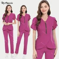 Uniformes de enfermera para mujer, uniformes médicos de enfermera, Top de belleza + pantalón recto, conjunto de enfermería, ropa de trabajo Multicolor para médico