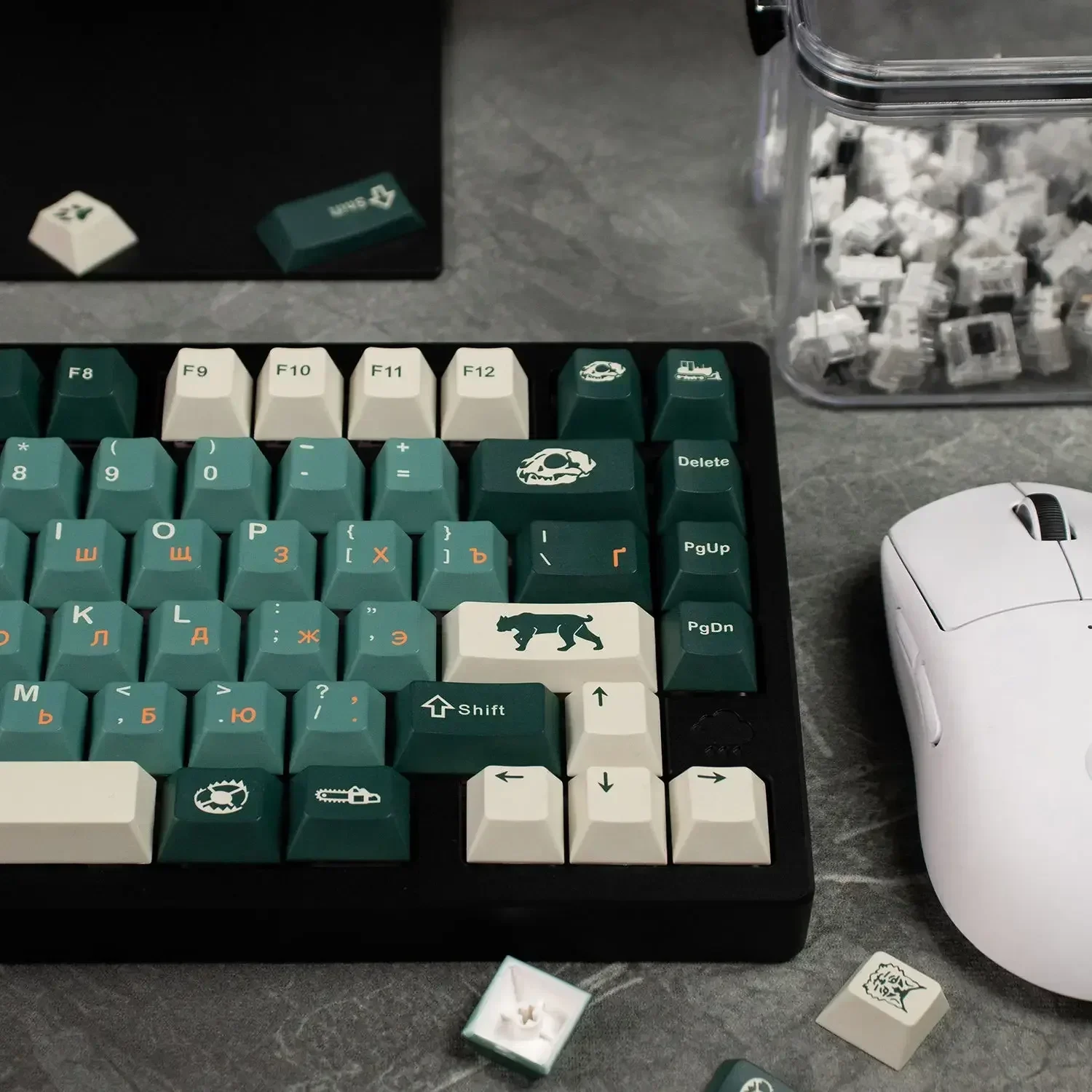 Silent Forest Keycaps Conjunto completo de sublimação PBT Altura original de fábrica