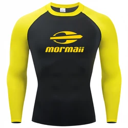 Surfing Swimming Diving T-Shirts Tight Long Sleeve Rash Guard Swimwear Men's UV Protection Surf Clothing Beach Floatsuit Tops