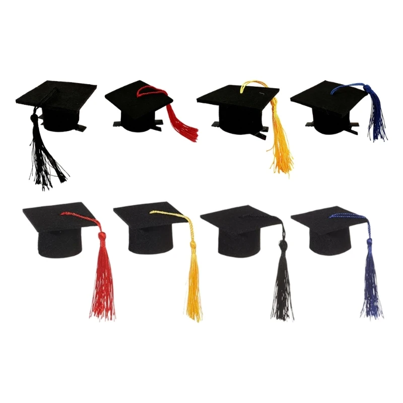 Soft Felts Academic Cap With Hair Clip Headpiece For School Graduation Occasion