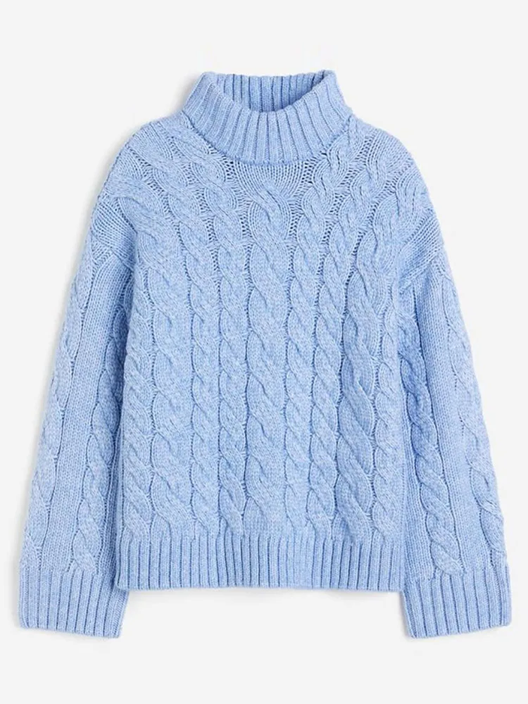 Blue Thread Women Lazy Knitted Pullover Solid Knit O Neck Full Sleeve Long Jumper Female 2024 New Autumn Winter Commute Sweater