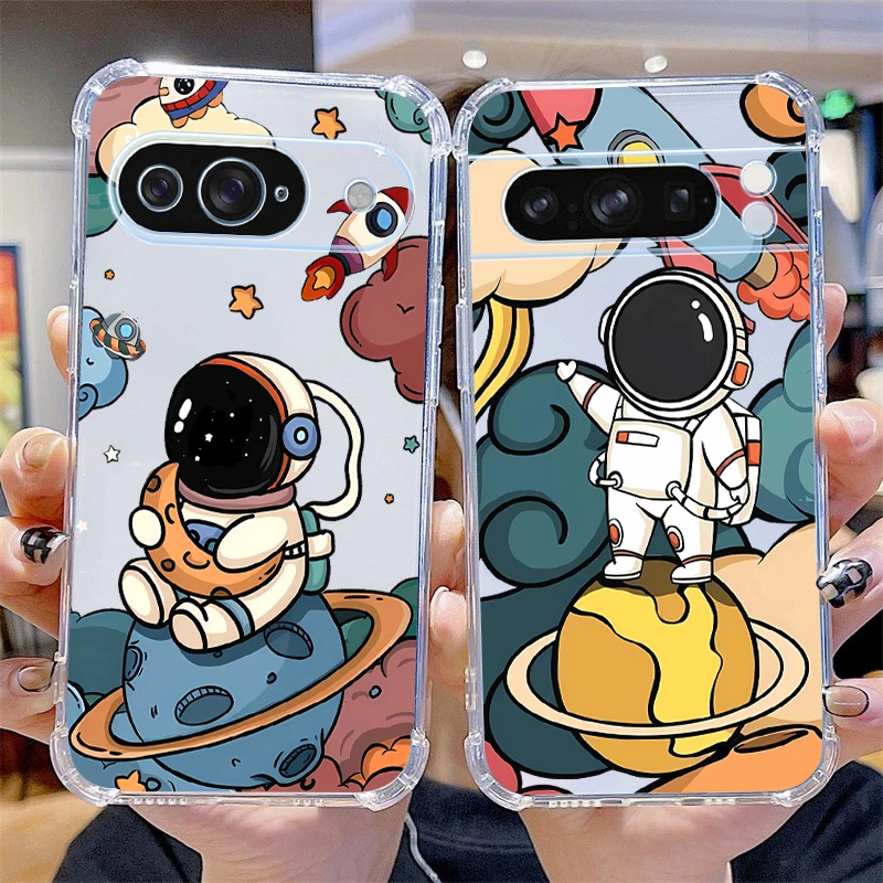 P ixel 8 Pro Lunar Astronaut Transparent Phone Case For Google Pixel 8Pro 9Pro 8A 6 8 9 6Pro 9ProXL 7A 7Pro 6A 7 Cover