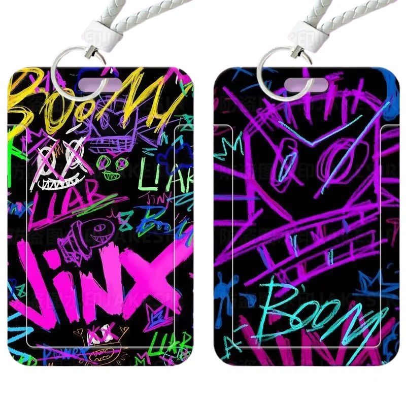 Arcane Jinx Card Holder Bus Card Cover Anime Credit Card Holders with Lanyard Cartoon Door Badge Holder Work Credential Case