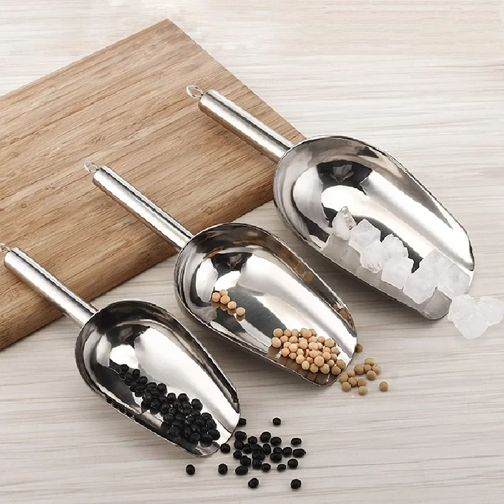 

Stainless Steel Multifunctional Ice Scoop, 5/8/12 Oz Food Scoop for Ice, Flour, Sugar, Ideal for Ice Makers, Bars & Kitchens