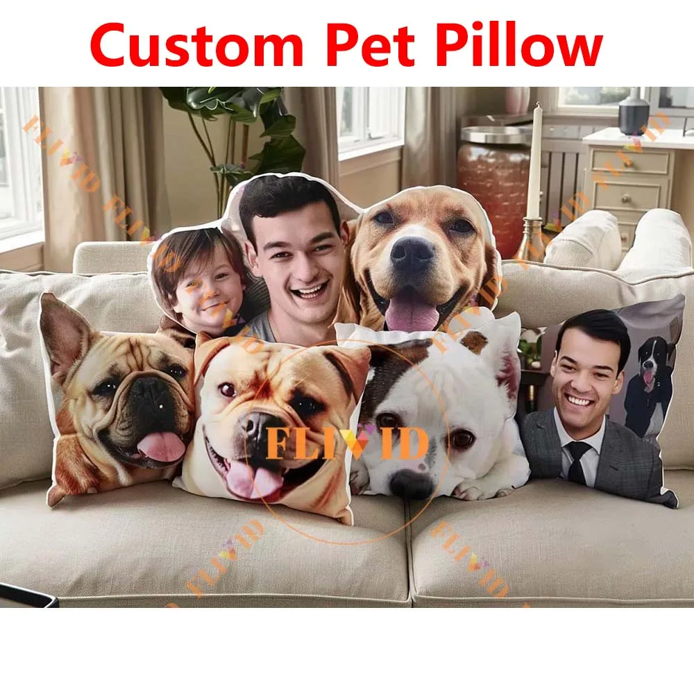 Customized 3D Pet Cat Pillow,Custom Dog Animal Throw Pillows,Personalized Animals Cushion,Birthday Gift,Pet Loss Memorial Gift