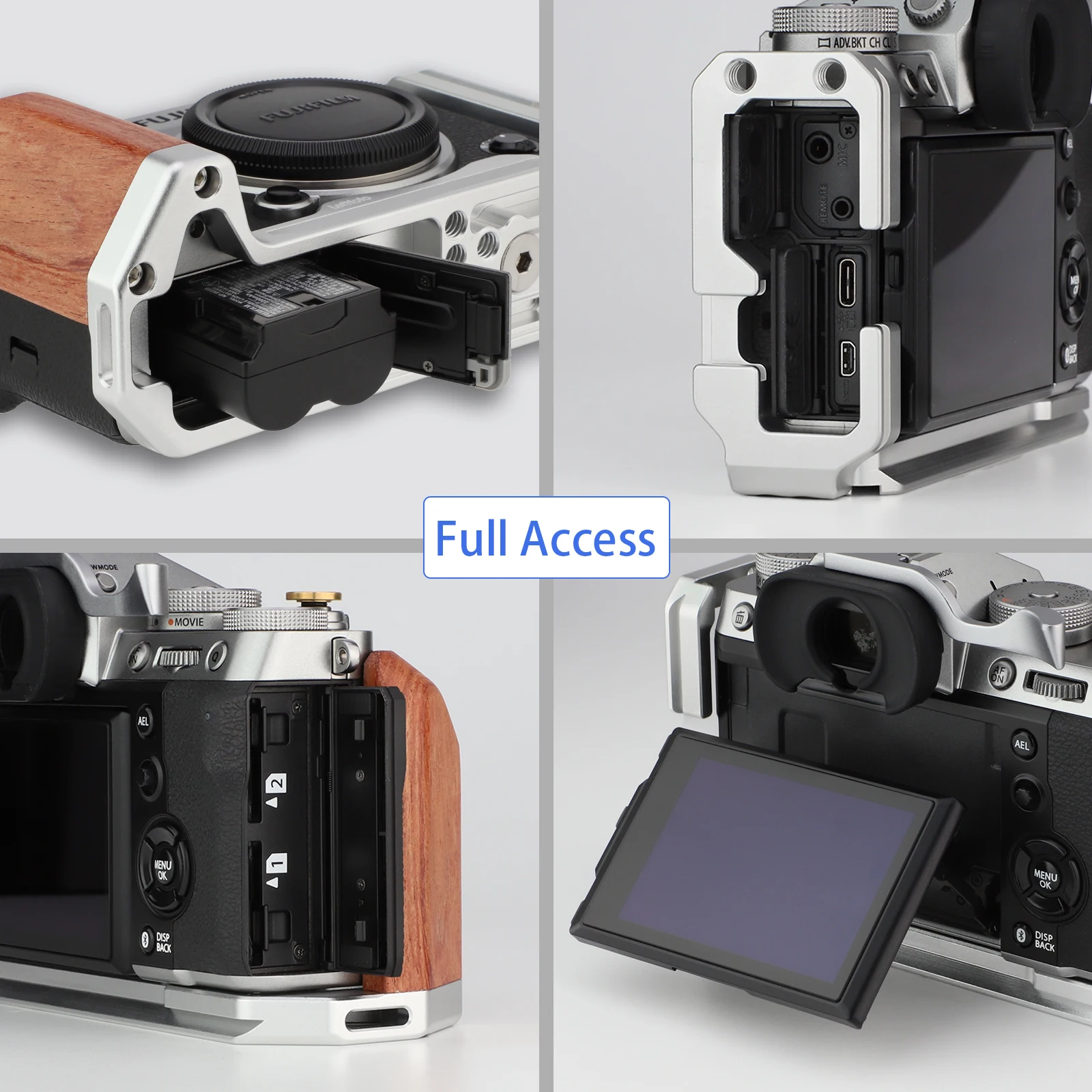 LEFTFOTO X-T5 Retro Handgrip em forma de L Alça com punho de