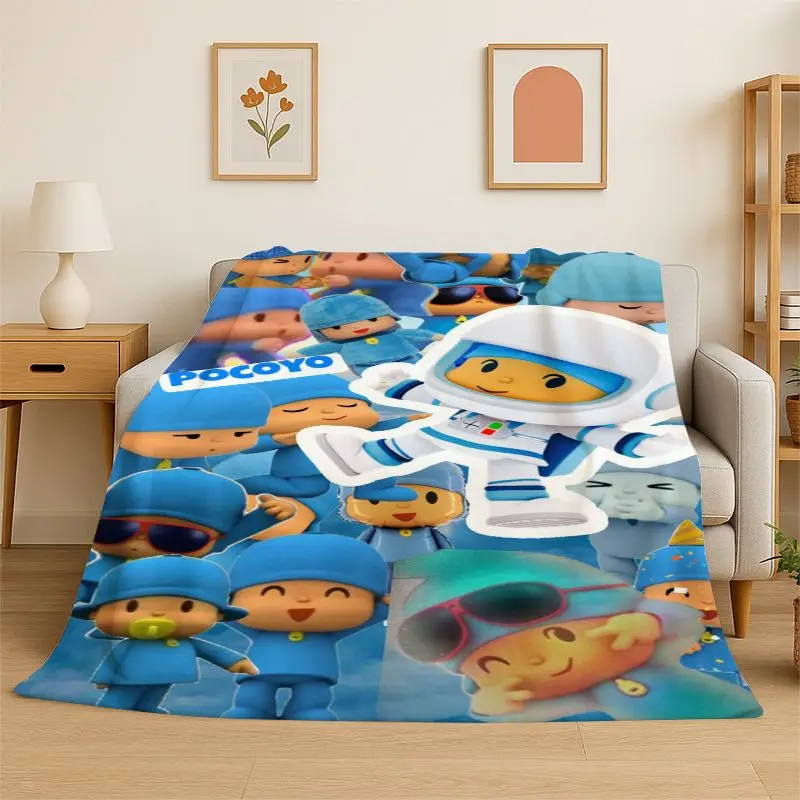 Cute P-Pocoyo Elly Pato Cartoon Soft Flannel Throw Blanket,Cozy Blanket for Bed,Couch,Sofa,Bedroom,Living Room,Travel,Picnic