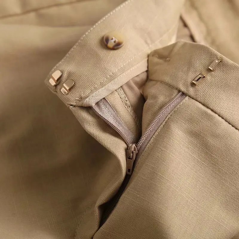 Damskie spodnie z wysokim stanem, proste nogawki, bawełniane, codzienne, na wiosnę i lato, nowe, wyszczuplające, wygodne, w stylu streetwear.