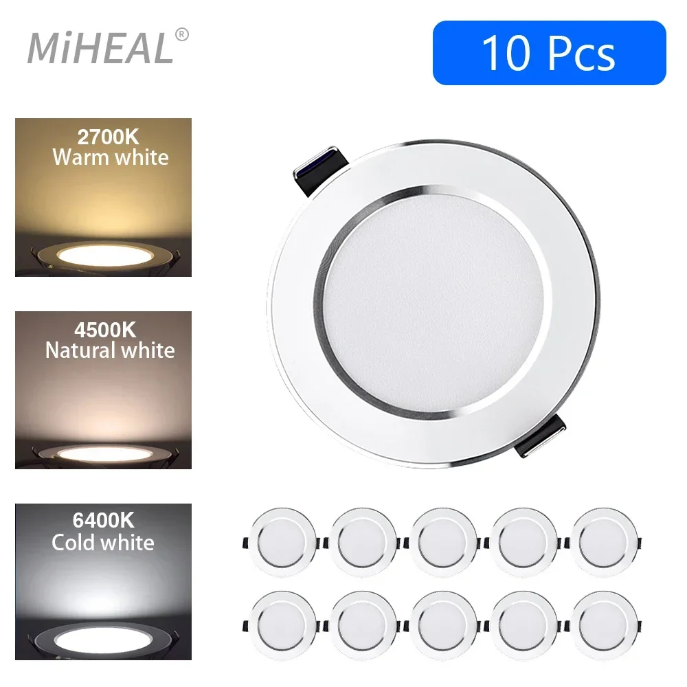 10pcs Led Downlight 220v Ceiling light 5W 9W 12W 15W Recessed Down Round Led Panel Light Spotlight Indoor Lamp LED