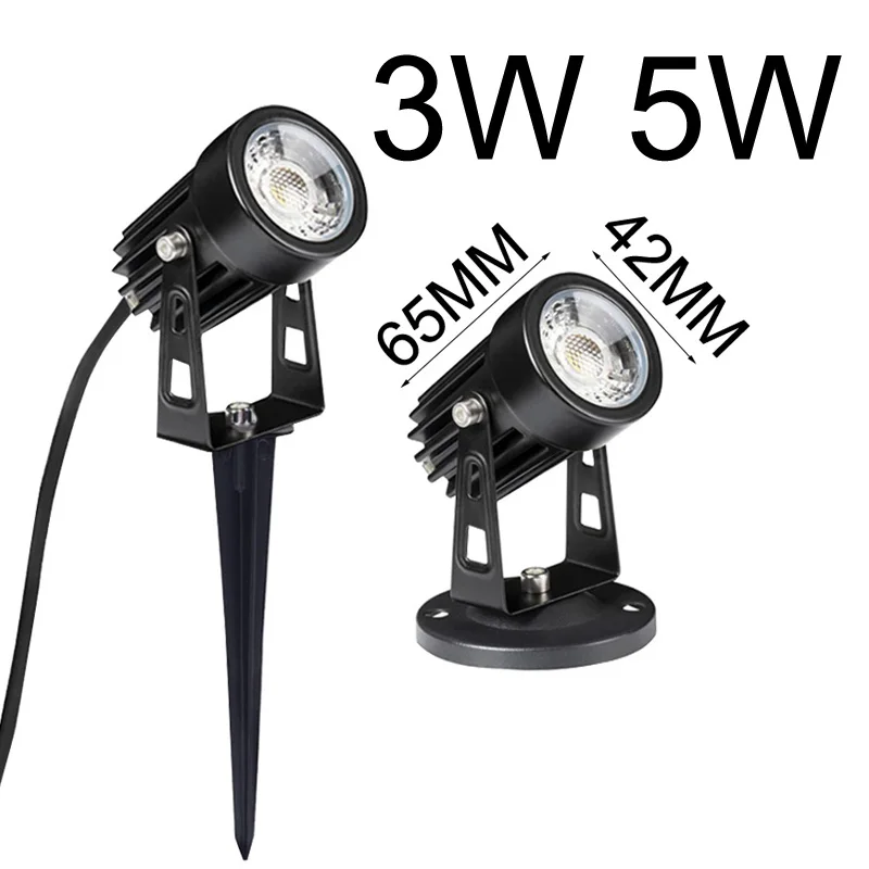 Dimmable LED Lawn Lamp COB Spike Light 12V 110V 220V Outdoor Waterproof Pathway Garden Spot Bulb 5W 3W Decor Landscape RGB
