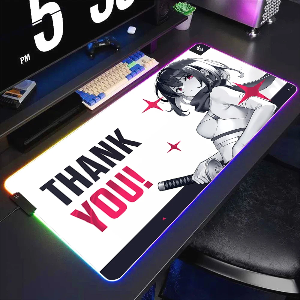 RGB Mouse Pad XXL Yuki Aim Kazemi Large LED Gaming Mousepad HD Print Computer Laptop Frenzy Faith Yume Mouse Mat With Backlit